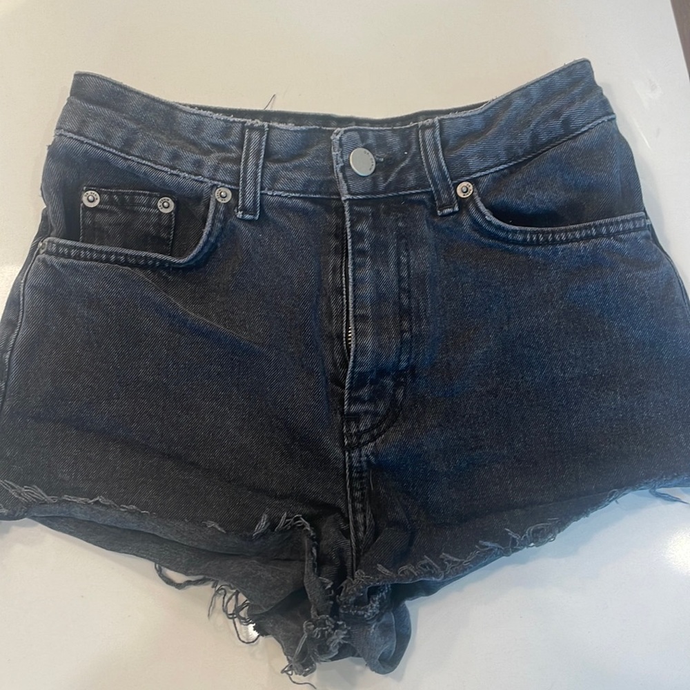 Black denim jean shorts
